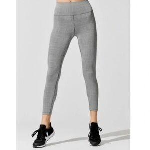 CARBON38 High Rise Plaid Houndstooth Check Legging Women Small Black White Ankle